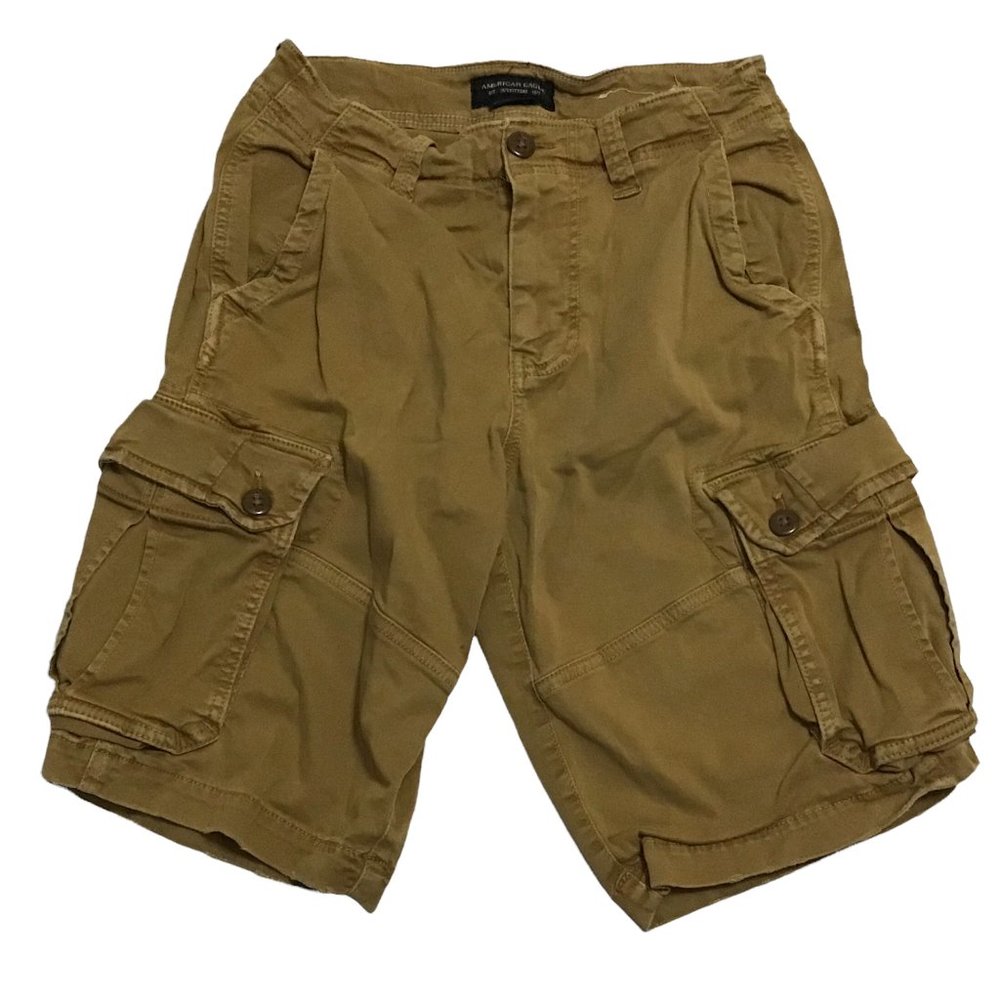 American Eagle Mens 28 x 11" Camel Khaki Extreme Flex Longer Length Cargo Shorts